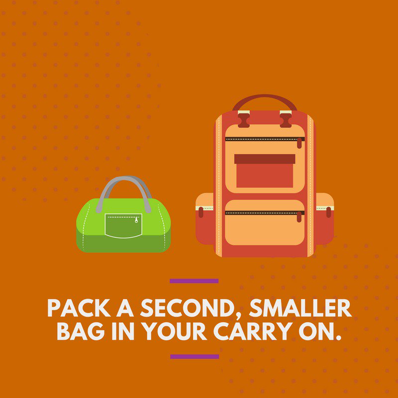 EssentialTravel's tweet photo. Who wants to lug their carry on bag around all holiday? 🎒👜Fold up a smaller bag into your carry on if you have some day trips planned. https://t.co/0MaixZQdmu