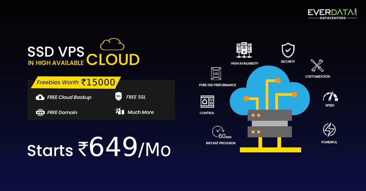 Everdata_Tech's tweet image. Subscribe to Everdata&apos;s SSD Cloud VPS plans and get lightning fast loading speed for your websites applications. Faster data transfer, high security &amp;amp; excellent performance. Take the Rs.649/month plan and get freebies worth Rs.15000/-.
everdata.com/vps-cloud  #SSDVPSCloud
