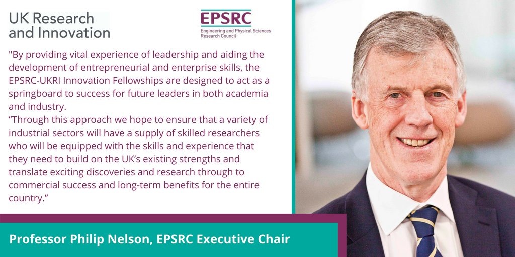 EPSRC's tweet photo. Seventy four new EPSRC-UKRI #InnovationFellowships will nurture future leaders in academia and industry, and support excellent research to put the UK at the forefront of the industries of the future https://t.co/BQQkNAKXL8 @UKRI_News https://t.co/WVBWC3x3Gk