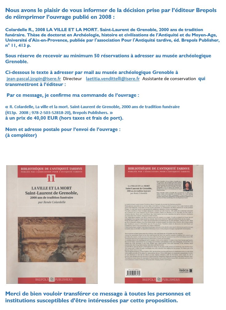 Merci à <a href="/Brepols/">Brepols</a> pour cette proposition de réédition de cet ouvrage tant réclamé à l'accueil du <a href="/MAGrenoble/">Musée archéologique</a> ! A ne pas manquer !