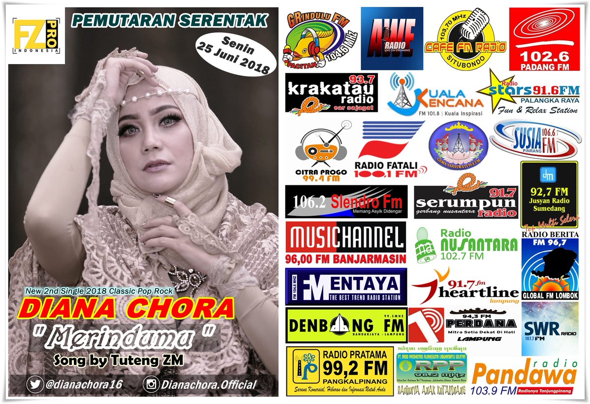 SwaramudaBDG's tweet photo. #Today #PemutaranSerentak
#MerindumuDIANACHORA #DikeArdilla @dianachora16 - Merindumu ||
Jam 16.10 WIB
Cc: @Fardhan_Zee #FZPro @KiaHarvesya @jalankarmel114 https://t.co/BdlVBf31CP