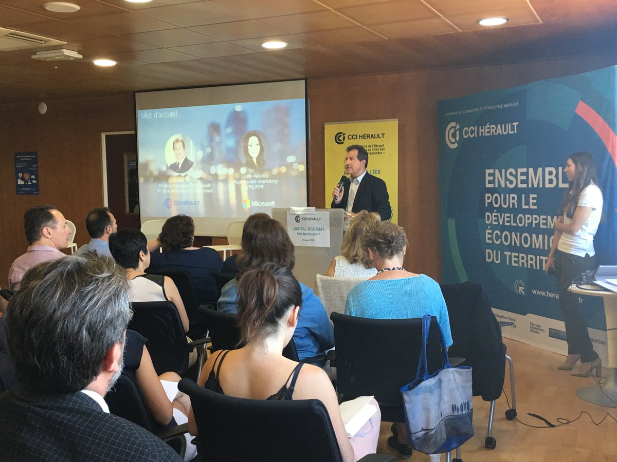 CCIHerault's tweet photo. Salle comble pour le lancement de la Digital Academy par @Microsoft. Grâce à @CCIHerault @montpellier_ 2e ville française choisie par Microsoft pour accompagner les TPE/PME dans leur transformation digitale.
Ateliers, échanges, témoignages !
#DAMS #numerique https://t.co/2QPQAFUBNS