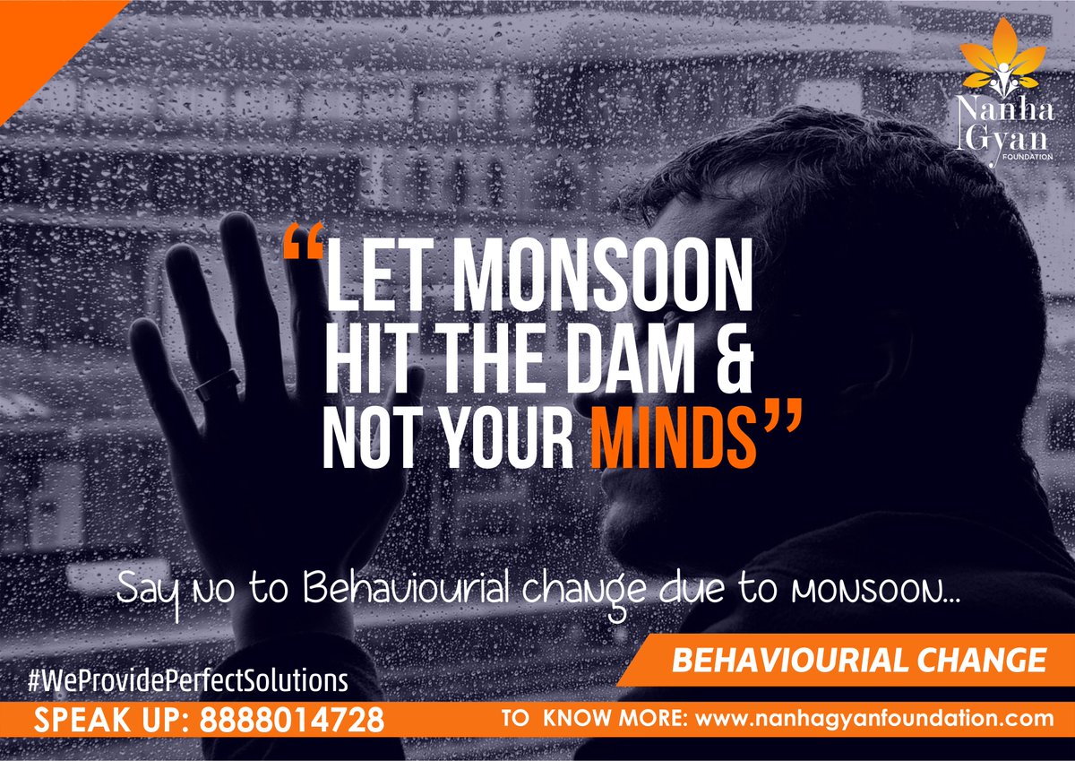 NanhaGyan1's tweet image. #MonsoonTime #ChangeinClimate # ChangeinBehaviour #Cureit #Wehelpyou
Let monsoon hit the dam &amp;amp; not your minds!!!!
Isn't it true??????
Say no to behavioural change due to monsoon....