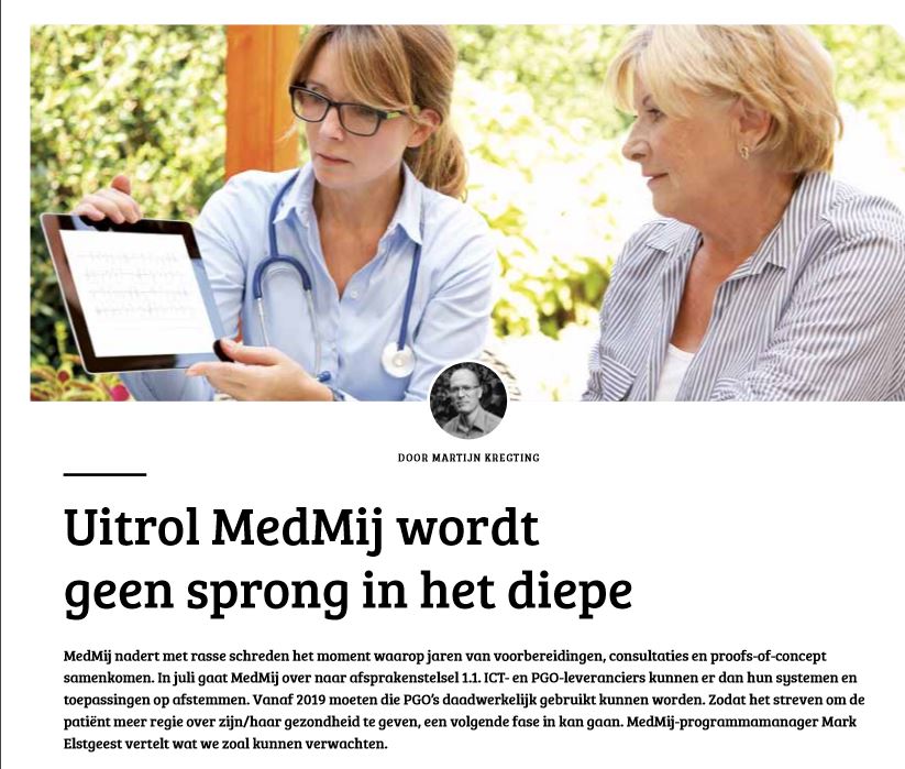 MedMij's tweet photo. In de nieuwste editie van ICT&amp;health magazine een uitgebreid interview met Mark Elstgeest, programmamanager van MedMij. Een gesprek over concrete resultaten, doorontwikkeling, PGO's en een vergelijking met onze zuiderburen. 

https://t.co/l4Dduj1Aql https://t.co/HXP2HaP0M7