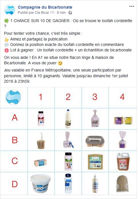 #JEUCONCOURS : 1 Chance sur 10 de gagner !
Remportez votre #loofah en jouant sur notre page #Facebook jusqu'à dimanche soir.  
Lien vers le #jeu : bit.ly/2K7l07N