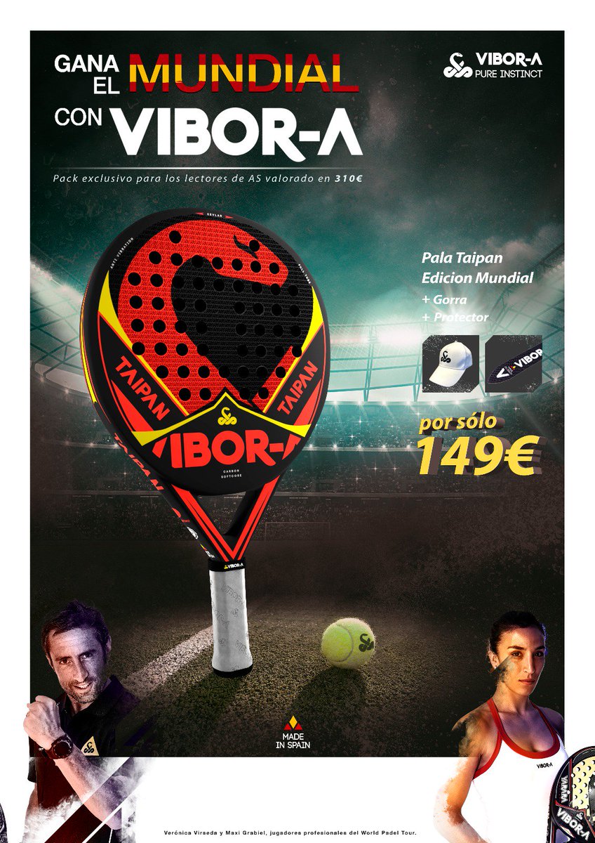 viborapadel's tweet photo. ¡#TaipanMundialEdition 🇪🇸 , la pala de #España solo con @diarioas !

👉 https://t.co/9NWWGW6421

#ViborAPadel 
#HablamosdeColores #VamosEspaña #HagamosQueOcurra #MundialRusia #Rusia2018 https://t.co/uVlc9aZjHP