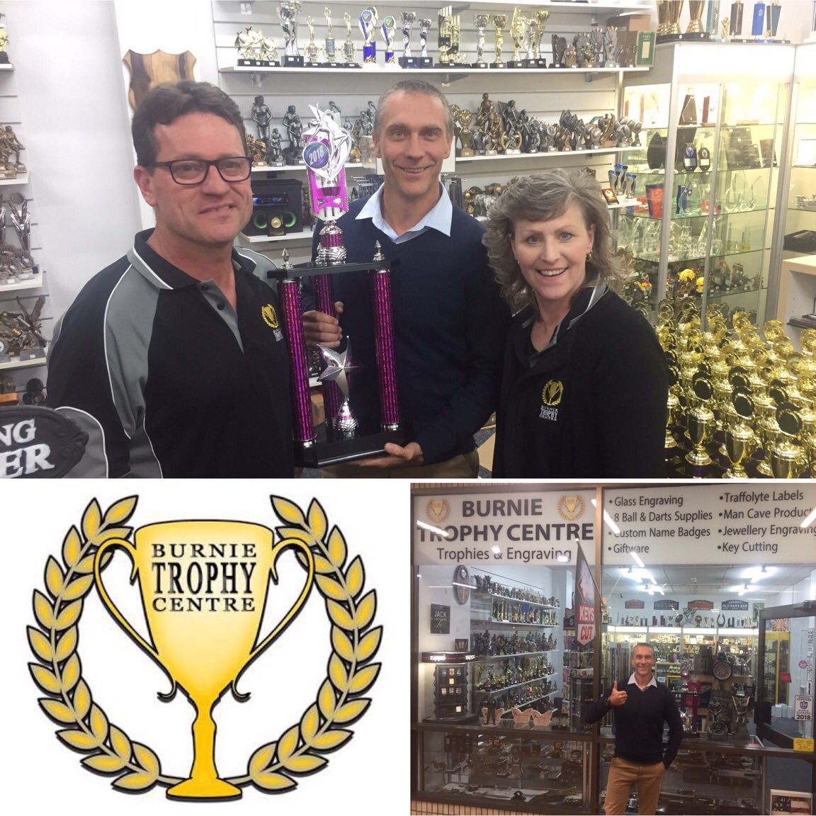 Burnie Trophy Centre has relocated, still in the plaza just a few doors up. Go check out the new premises as it looks great. Thanks Mark &amp; Sheree for showing Brandon Bourke and myself around. <a href="/TRossi4/">Tony Rossi</a> <a href="/GuyMendelson1/">Guy Mendelson</a>