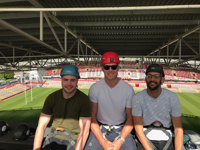 shadowmansports's tweet photo. There was only one way to send @robocopey  off in style. Great experience abseiling off #ThomondParkStadium with special thanks to @nevsail
for helping us survive. 
Wishing Robin all the best with his new venture with @connachtrugby  from everyone at @shadowmansports https://t.co/cFcp0X6y3K