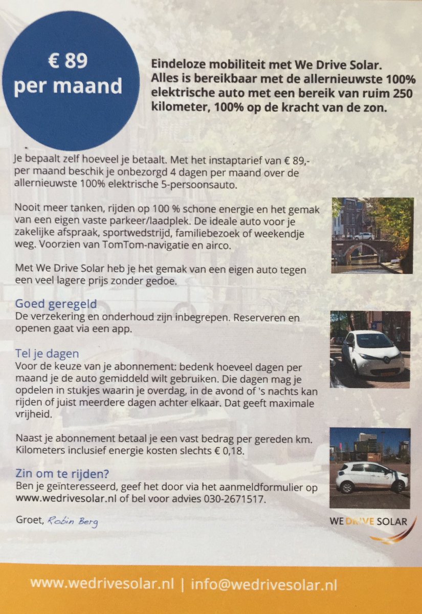 De elektrische deelauto van @WeDriveSolar staat klaar op de Trip!