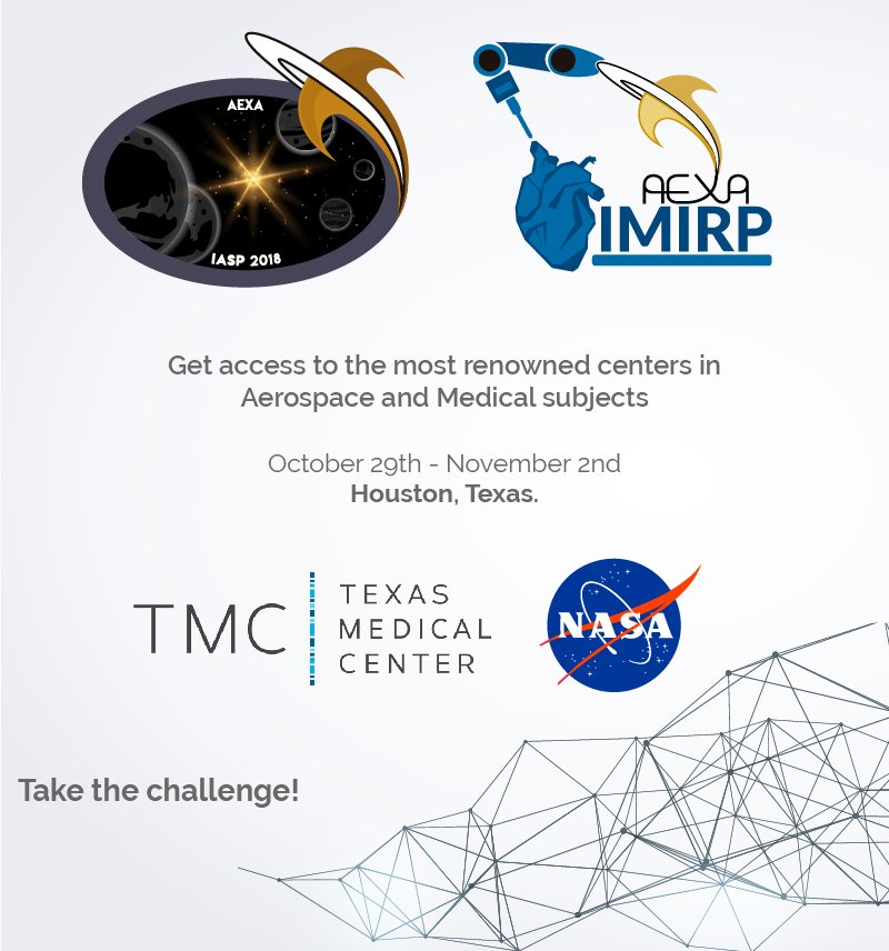 Open registrations, limited capacity! A week to explore new technology, meet industry leaders, develop your ideas on either subject you're passionate about #aerospace or #medicine Visit the <a href="/SpaceCenterHou/">Space Center Houston</a> &amp; #TexasMedicalCenter 👨‍🚀👩‍🔬#TakeTheChallenge aexa.biz/store/c2/Educa…