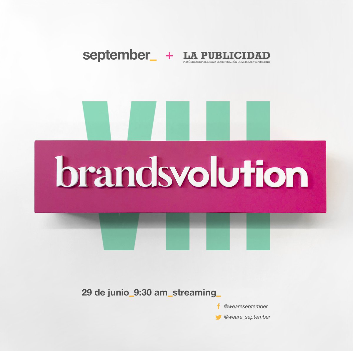 weare_september's tweet photo. ¡Entramos en la semana de #Brandsvolution vol. VIII!
Este viernes hablaremos sobre:
"Los retos de la comunicación en la nueva era de la movilidad"
Para ello, contaremos con ponentes de lujo que os desvelaremos a partir de mañana... ¡Atentos! @PdelaPublicidad https://t.co/3tKbROXgRC