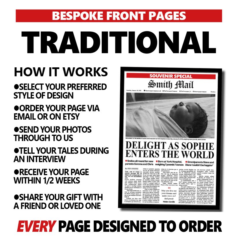 TheNewspaper_Co's tweet photo. 👶The birth of a baby is one of life's special moments - and we want to make it even more so.

📰 Create a keepsake for a lifetime by ordering one of our bespoke Baby Birth souvenir specials.

📲Find our more on Etsy at: https://t.co/VVoOlXuun8

#newbornbaby #babygift #baby https://t.co/XoGUUk9mND
