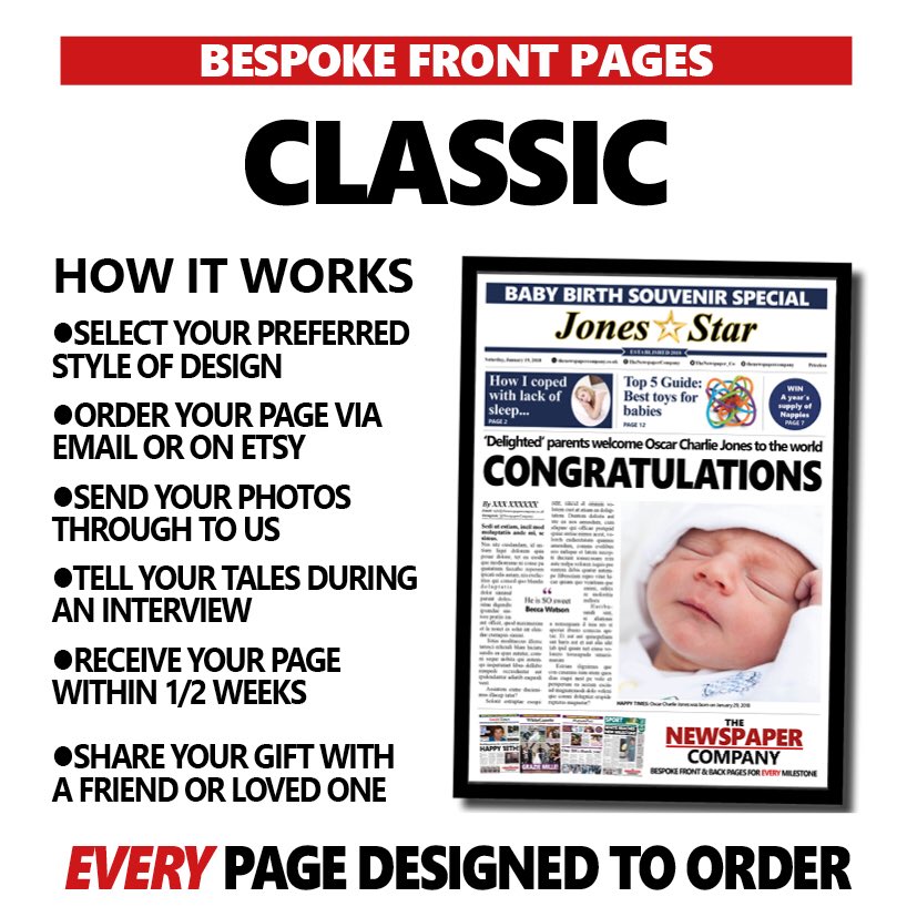 TheNewspaper_Co's tweet photo. 👶The birth of a baby is one of life's special moments - and we want to make it even more so.

📰 Create a keepsake for a lifetime by ordering one of our bespoke Baby Birth souvenir specials.

📲Find our more on Etsy at: https://t.co/VVoOlXuun8

#newbornbaby #babygift #baby https://t.co/XoGUUk9mND