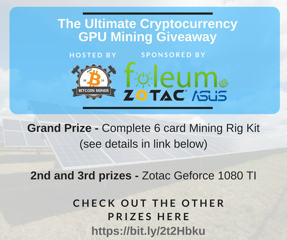 FOLEUMio's tweet photo. Have you signed up to win a complete mining rig and many other prizes? Check out our giveaway here! https://t.co/rO9TCuuHca 
#Foleum #tokensale #ICO #crypto #ethereum https://t.co/nGDHaFA80l