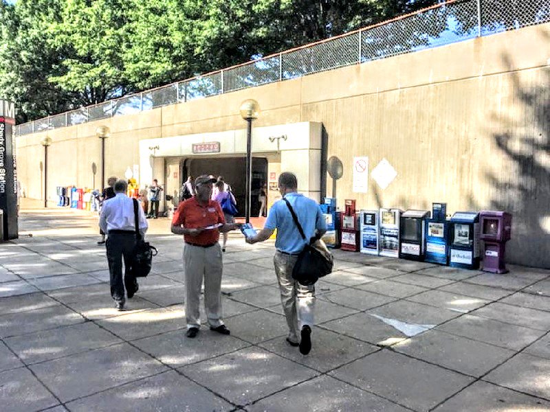 Shady Grove Metro Station this morning. Folks on their way to work are saying they're still making up their minds about who they'll vote for tomorrow.