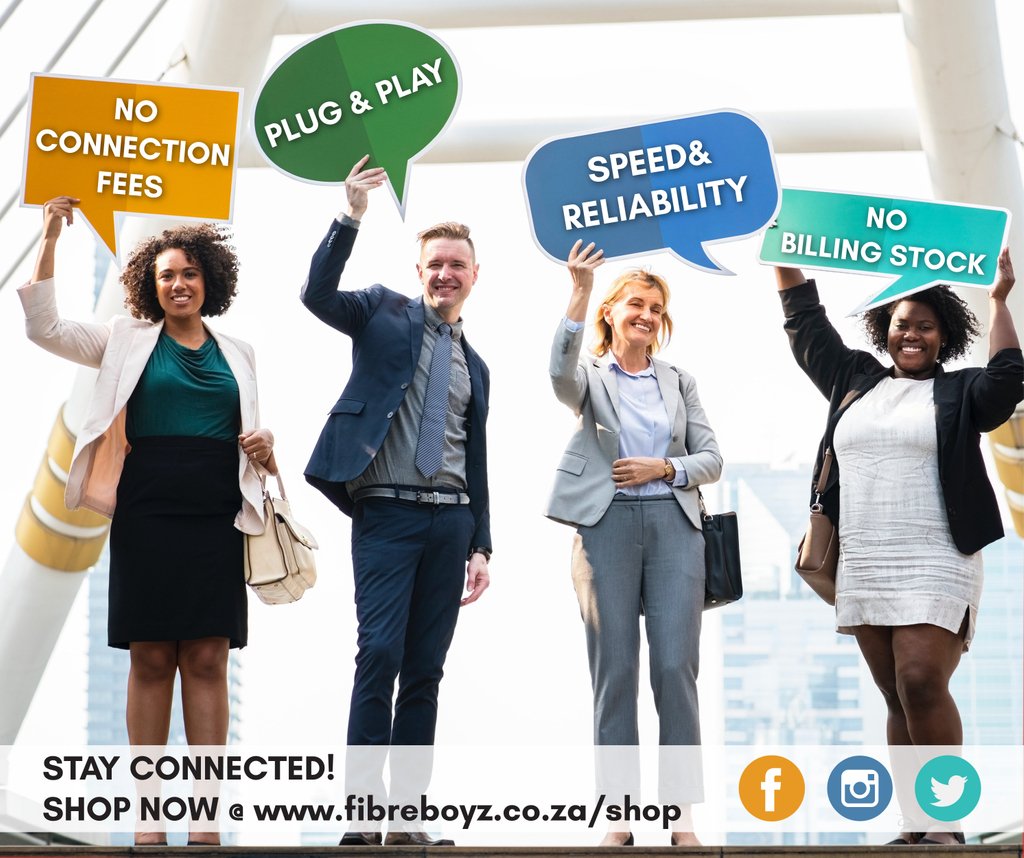 FibreBoyz's tweet image. Pay No connection fees, plugin and start surfing, no billing shock and get the speed and reliability of fibre. Our clients on average experience speeds of 30 Mbps.
Contact Fibre Boyz  for data deals from only R5 per Gig
_____
#DataHasFallen with Fibre Boyz 
#EasyConnection