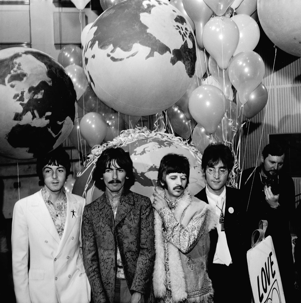 thebeatles's tweet photo. #OTD #1967, as part of the Our World satellite broadcast, #TheBeatles performed 'All You Need Is Love' from a crowded Studio Two at Abbey Road Studios to an estimated worldwide audience of 350 million. Our World was the first live, world-wide satellite programme. https://t.co/IThLunVsXz