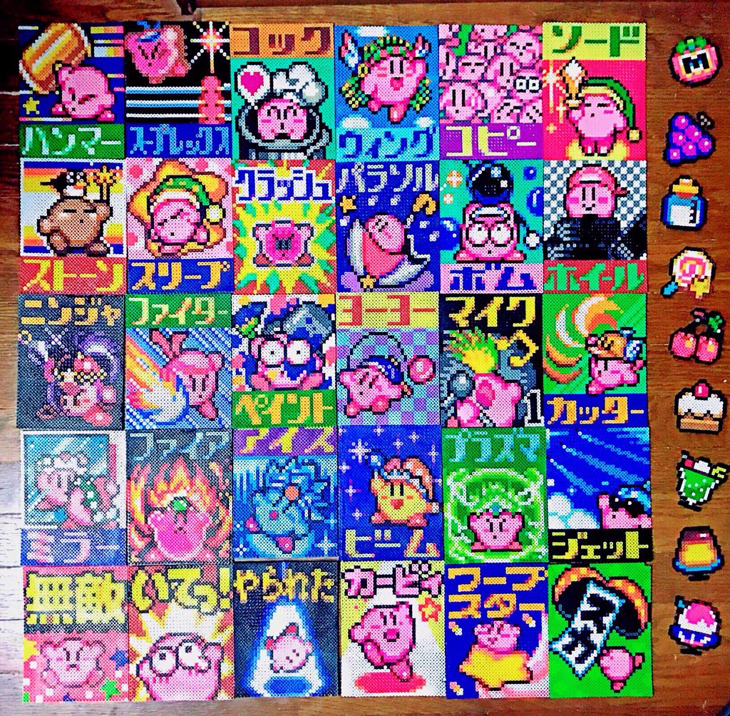 これが全部アイロンビーズ！？カービィのイラストをアイロンビーズで作ったらかわいすぎ！