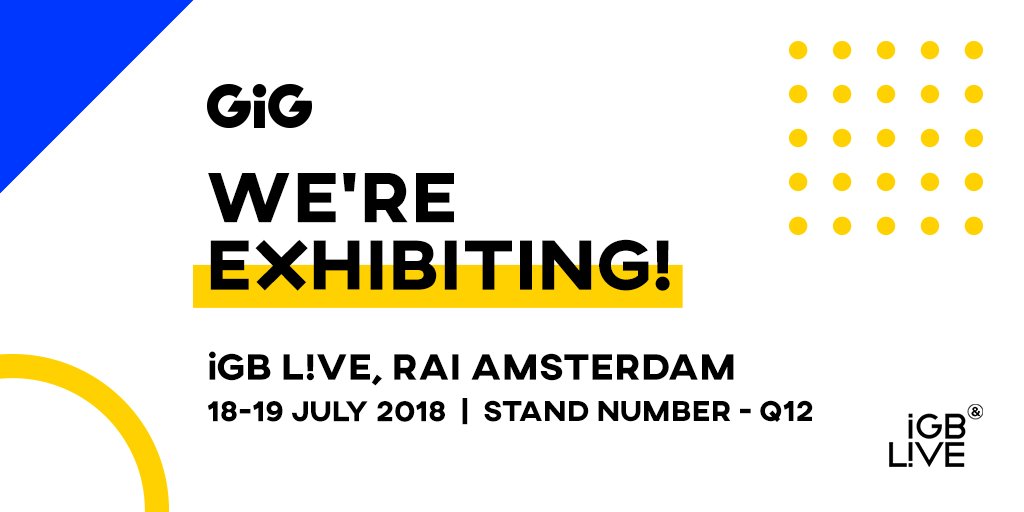 GIG_online's tweet photo. Come visit us at @RAI_Amsterdam for @igamingbusiness L!ive!
We're exhibiting! Come check our latest products and updates and talk to our #GiGsters about how we #makegreatstuff.
Stand Number - Q12. See you all there!
#iGBLIVE #iGaming https://t.co/8H4m7UBQWV