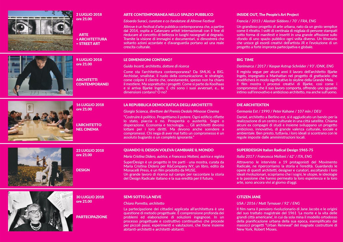 #ARCHITEXTURE Conversazioni su Design e Architettura 
<a href="/architettiBo/">Archibo - architettiBologna</a> in collaborazione con <a href="/kilowattBo/">KilowattBo</a>, propone la 3a edizione della rassegna cinematografica all'aperto abbinata a brevi ed informali incontri dedicati al mondo del progetto