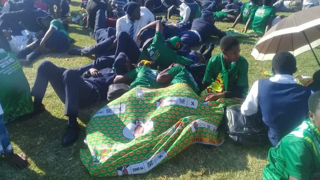 Mathuthu's tweet photo. The tragic events at Zanu PF rally at White City Stadium served once again to remind us why school children belong in class not political gatherings. How do you explain to a parent that your child died at a political rally? https://t.co/3iC1mzIhdF