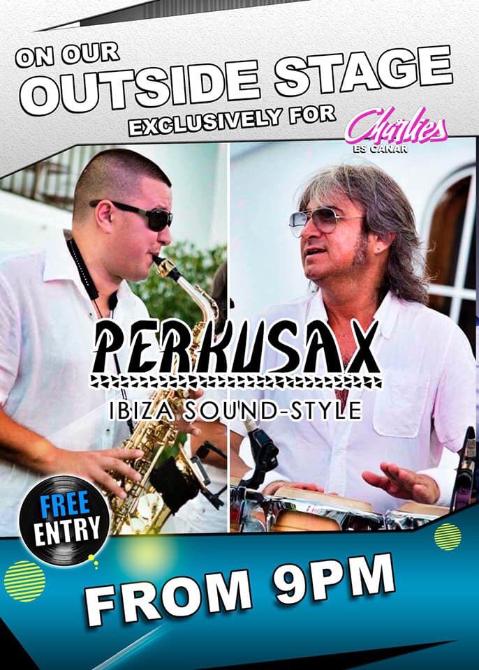 perkusax's tweet photo. Tonight! @perkusax Ibiza live duo - 9pm at @charliesibiza1 !!!
Allí nos vemos!!
#ibiza #eivissa #show #performance #live #concierto #concert #terrace #chill #chillout #drinks #party #beach #perkusax #sax #percussion #charliesbar #escanar #santaeularia #tonight #estanoche #disco https://t.co/AmTHrirWxZ