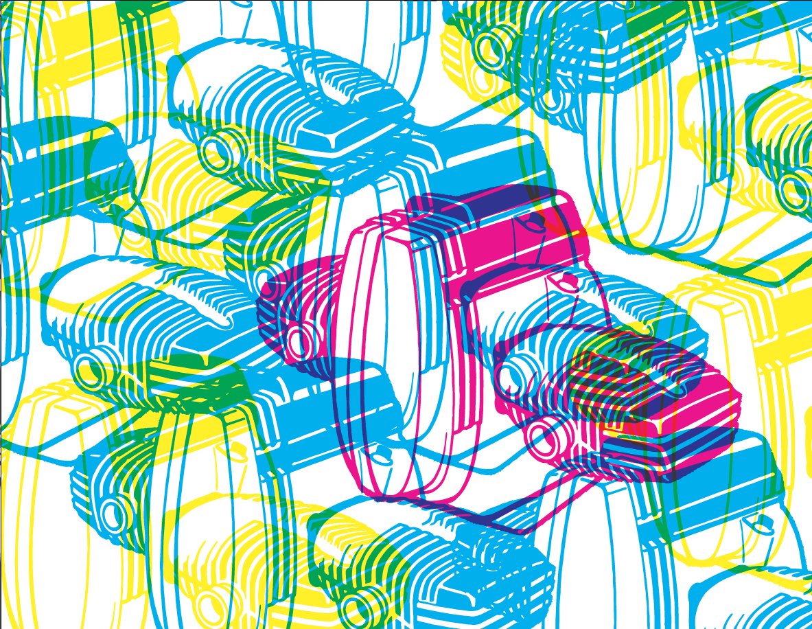 Playing with #bmwairhead artwork in #CMYK mode for a possible fan art print. #screenprint