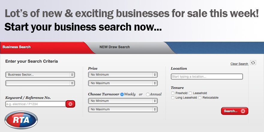 RTABusiness's tweet photo. Lots of new &amp; exciting businesses for sale added this week!
Start your business search now: https://t.co/Ke5EwVMr7t https://t.co/5EabP9wYEp
