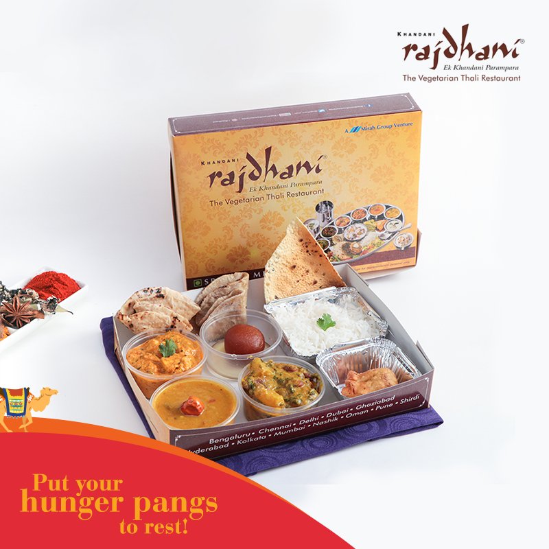 Rajdhani_Thali's tweet photo. Craving a wholesome Indian meal?
Rajdhani’ Special Meal Box make up a perfect
meal. Order now on Zomato/ Swiggy/ FoodPanda/ Uber Eats.
For bulk orders reach out to us on: 9930091550 & 9538896103
#KhandaaniRajdhani #OnlyAtRajdhani #KingOfThali #RajdhaniThali #SpecialMealBox https://t.co/k8l5KXkqOs