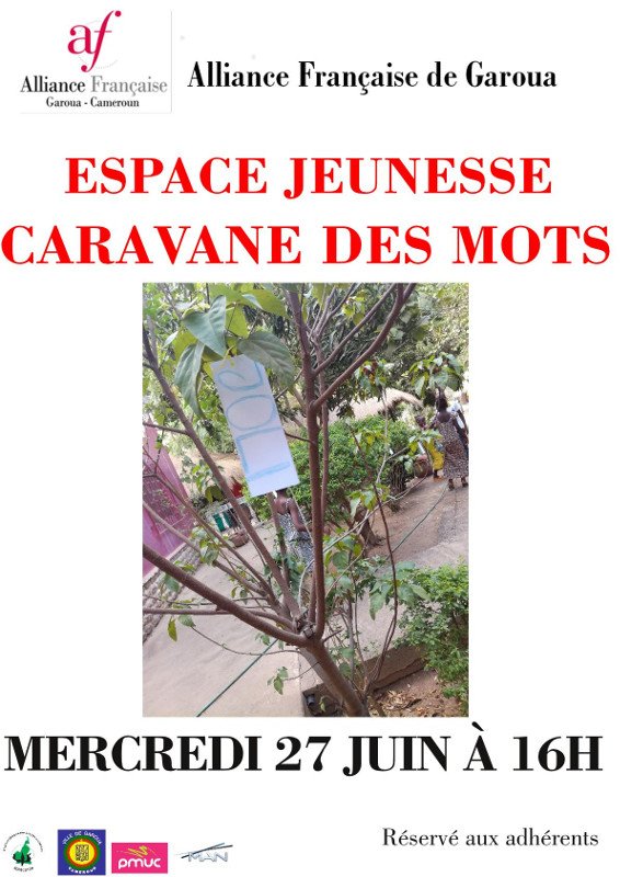 AllianceGaroua's tweet photo. Alliance Française de Garoua

Espace Jeunesse : Caravane des mots.
mercredi 27 juin 2018 à 16h.

Activités réservés aux adhérents, dès 6 ans. https://t.co/mVqYAojeXW