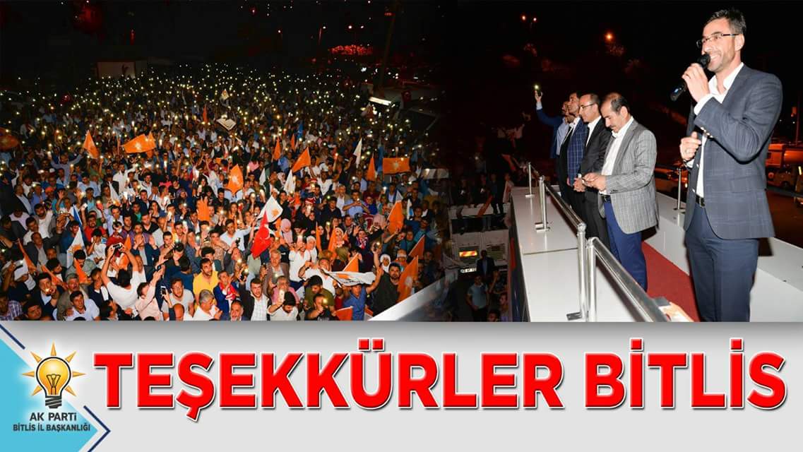 Kıymetli Hemşehrilerim ; Partimizin üstün başarısı ile sonuçlanan bu tarihi seçimde bize inandığınız ve bizi desteklediğiniz için en kalbi duygularımla teşekkür,eder selam ve saygılarımı sunarım. Yepyeni bir Bitlis için çalışmaya devam edeceğiz.