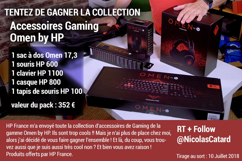 NicolasCatard's tweet image. 🎁#concours
Le pack d'accessoires gaming #OmenByHP à gagner, offert par @OMENbyHP_fr 😀
Valeur totale : 352 €😍

✅ Follow + RT @NicolasCatard
✅ Regarde la vidéo pour tout découvrir
youtube.com/watch?v=yF1UqV…
✅ Croises les doigts
TAS 10/07/18

Bonne chance les amis👍