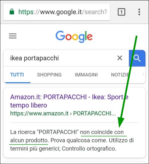 merlinox's tweet photo. Google indexed an internal SERP of Amazon Italy and rewarded it with a first rank: the landing page contains a message "we haven't any product for your request" as you can see in my screenshot.
/cc  @JohnMu @dannysullivan 
(Sorry, in my previous tweet I forgot the attachment) https://t.co/LaOtc42TsW