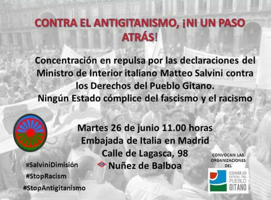 mohagerehou's tweet photo. El antigitanismo no es algo actual, lleva siglos instalado en nuestra sociedad. ¡Acudid a la  concentración en Madrid contra los acontecimientos recientes! #SalviniDimisión #StopRacism #StopAntigitanismo https://t.co/0r8yezNXrF