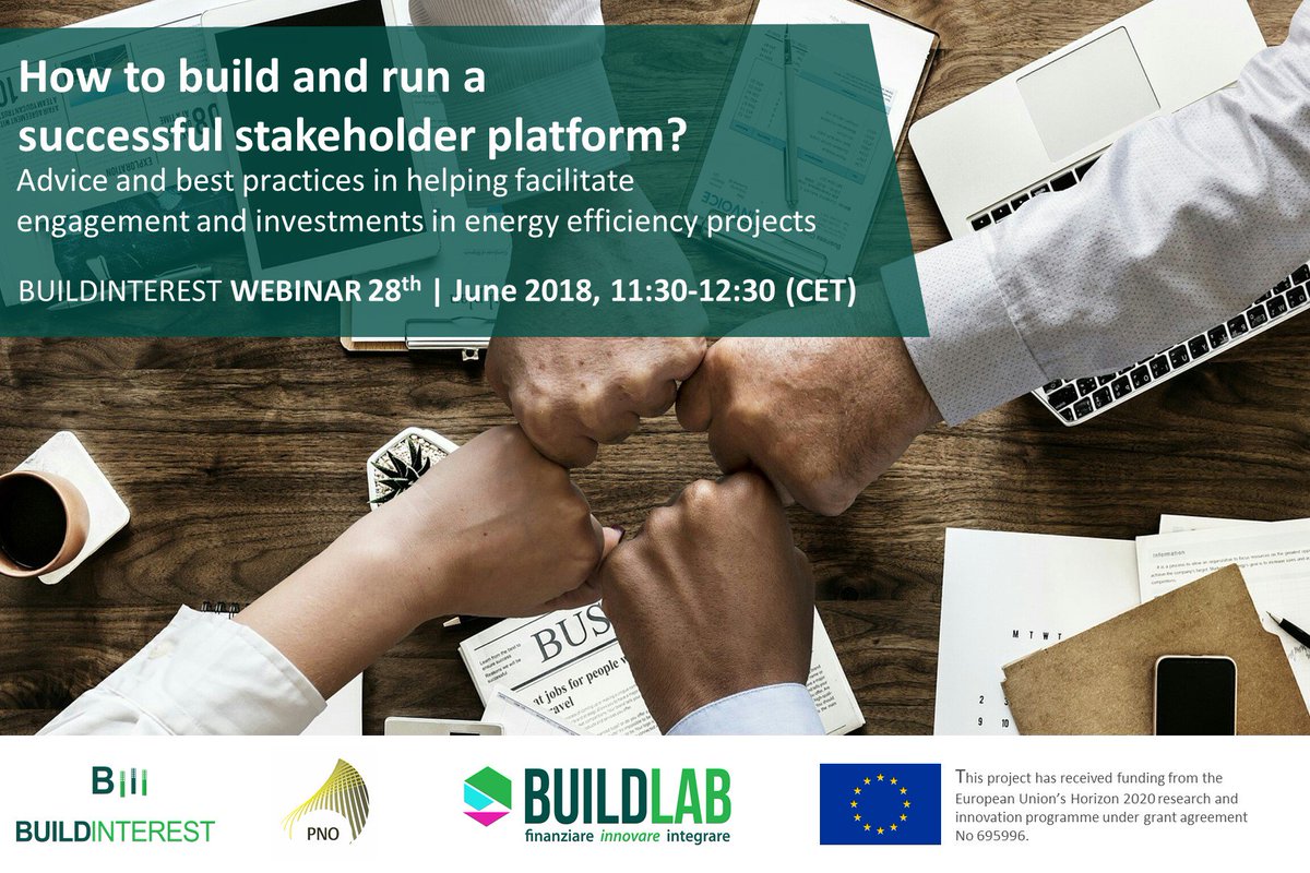 Free webinar, 28 June: How to facilitate the dialogue among the operators of the #energyefficiency sector?➡️goo.gl/forms/aTFMjBwY… Organised with <a href="/Aster_ER/">Aster</a> <a href="/PnoEurope/">PNO Europe</a> This webinar will provide you with an overview of best practices in #building stakeholder involvement 💡