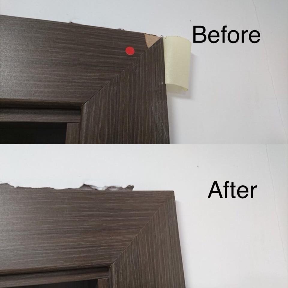 Surface_Restore's tweet photo. We repaired small damage to door frame, so frame didn't need to be replaced #surfacerestore #surfacerestorerepairs #doorframe #doorframerepairs https://t.co/bKKHls41fr