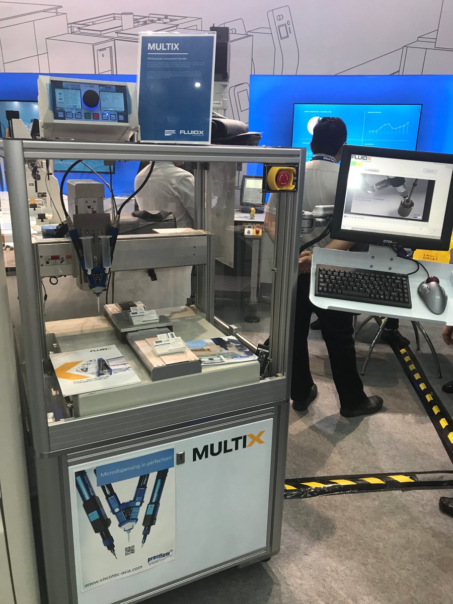 ViscoTec's tweet photo. ViscoTec Asia showcased its products at the Manufacturing Expo 2018 from 20-23 June in Bangkok.  Yamaha has also presented ViscoTec Dispensers integrated with the Yamaha Robotics at their booth. #ViscoTecAsia #ManufacturingExpo #tradefair #ViscoTec #dosingtechnology #Yamaha https://t.co/SA2etjzPQu