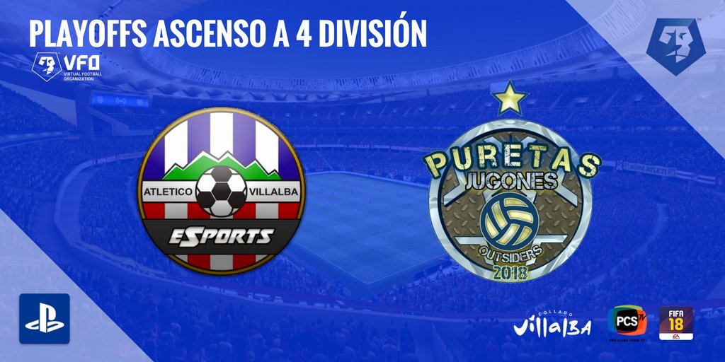 [E SPORTS] 📺🎮
@ATVillalbaPS4 🆚 <a href="/PURETASJUGONES/">PURETASJUGONES</a> 
🏆 Playoffs Ascenso a 4° división <a href="/VFOspain_ps/">VFOspain PS</a> <a href="/VFOspain/">VFO España</a> 
#ESportsATV