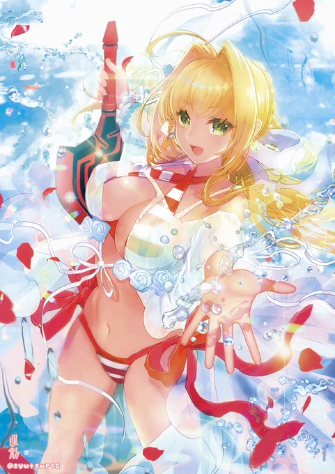 一年前の水着ネロちゃまイラスト!
冬コミイラスト本収録用にリペイントしたやつです～
復刻嬉しいな!!
#FateGO #FGO 