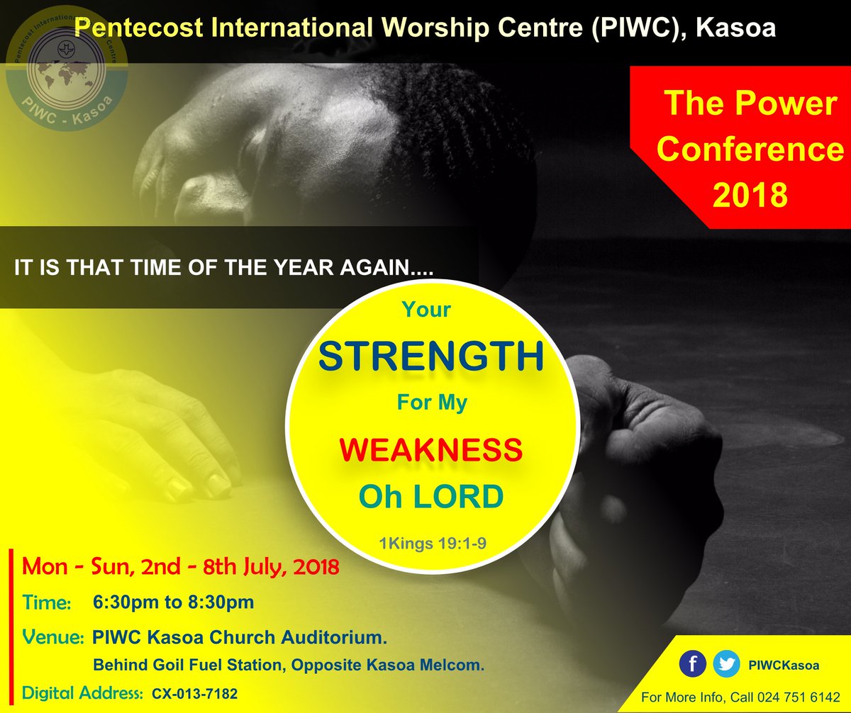Piwc_Kasoa's tweet photo. @Piwc_Kasoa Power Conference 2018 is gathering momentum. Invite your friends to share in this experience.
#PowerConference2018
@Piwc_Kasoa https://t.co/xoyA5XQW5e