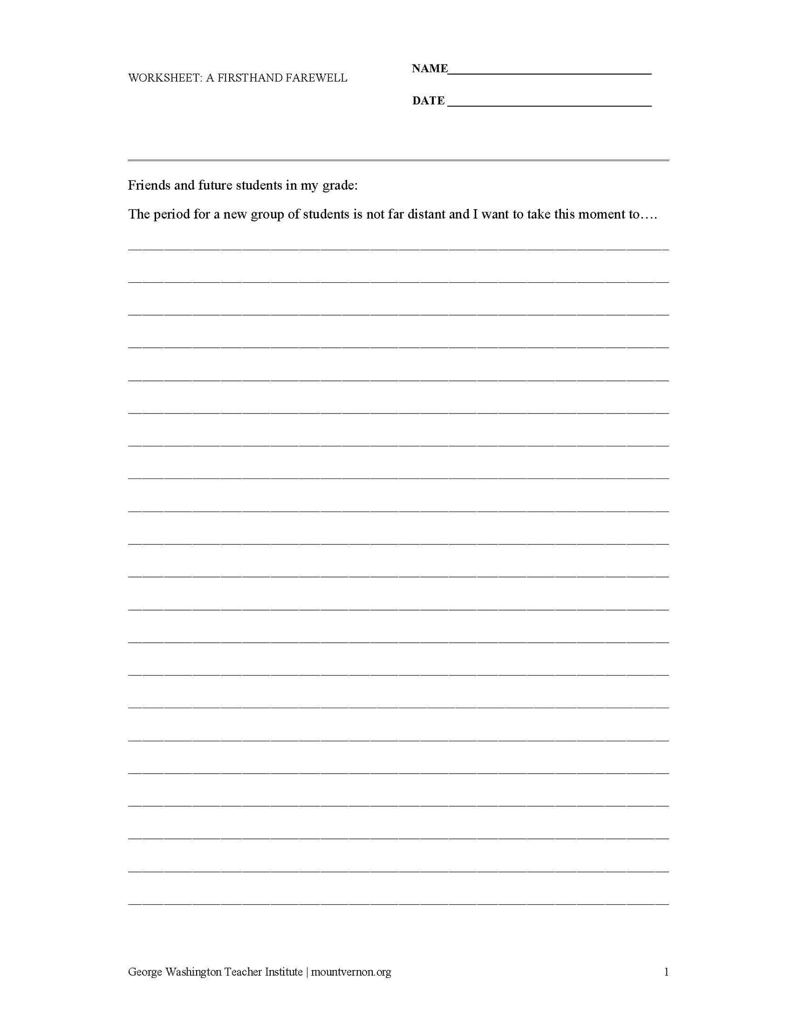 Washington S Library On Twitter Farewell Address Giving Advice And Leaving A Legacy Is A Teacher Fellow Created Lesson Plan That Explores Gw S Farewell Address Asks Students To Create Advice For Fellow