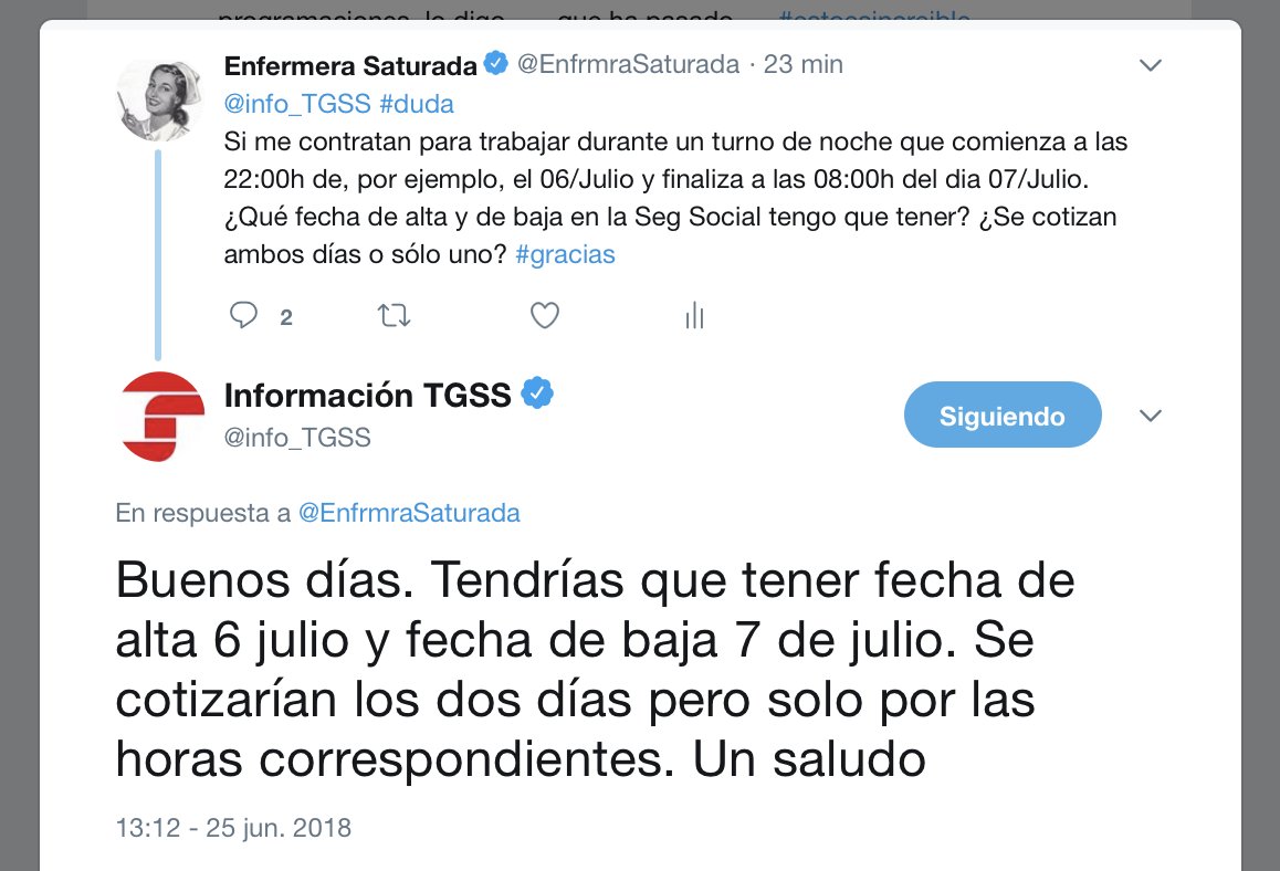 EnfrmraSaturada's tweet photo. Para el personal contratado de verano. Esto a fuego, por favor. Que no nos engañen más. Si tu contrato termina en Noche, la baja en la TGSS es en el saliente.
(creo que deberíamos ir empezando a reclamar todos los días que nos han "robado" de cotización...) https://t.co/kG37IZaq43