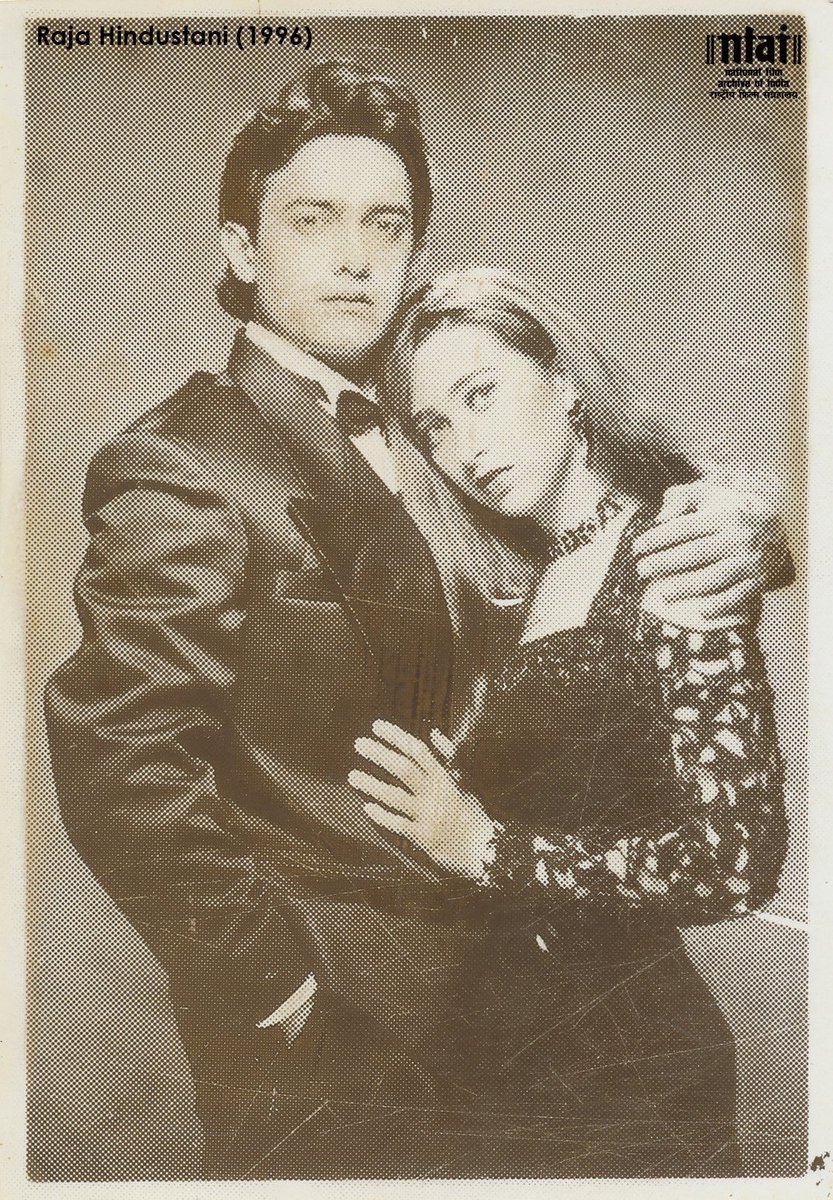 NFAIOfficial's tweet photo. For #KarishmaKapoor’s birthday, take a look at this beautiful still of her with @aamir_khan from #90s hugely successful romantic drama #RajaHindustani. The film still remembered for their scintillating chemistry and timeless songs. https://t.co/BdQy5qp1Mx