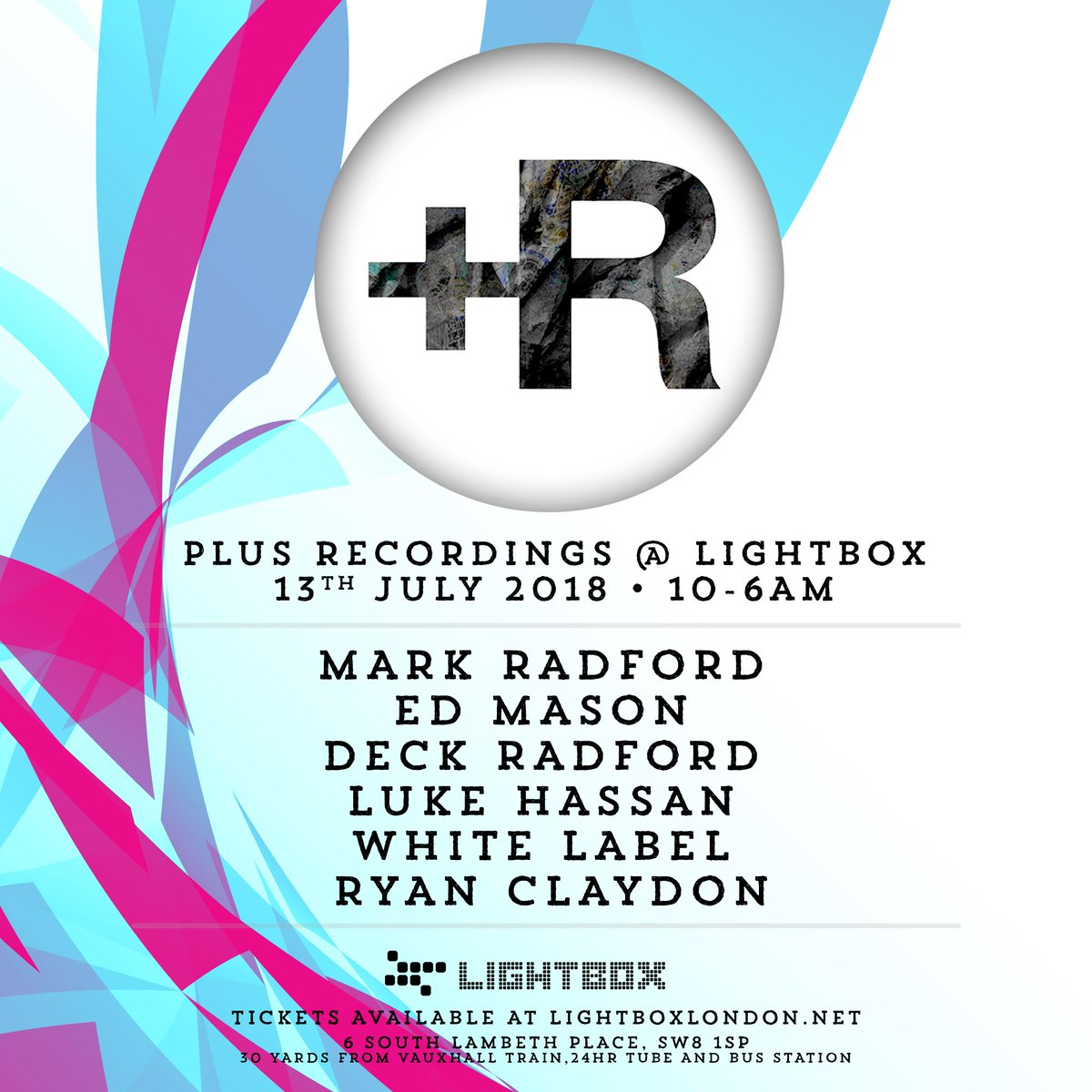 Looking forward to welcoming <a href="/MarkRadford/">Mark Radford</a> and <a href="/plusrecordings/">+Recordings</a> back to the Lightbox on July 13th for another journey in Underground house music!

Tickets - bit.ly/PlusRecordings