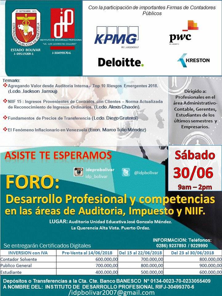 TributoyFinanza's tweet photo. Sábado 30 junio . Inscripción vía transferencia bancaria ver afiche y enviar capture . Apoya y aporta a tu Gremio de Contadores Públicos del estado Bolívar  @EuroStefanelli @macizogremial @juliocesadiaz @JuanRamos_Poeta @jojagarcia @Jario954 @KPMG_VE @DeloitteVe @PwC_Venezuela https://t.co/oFC8YKCygr
