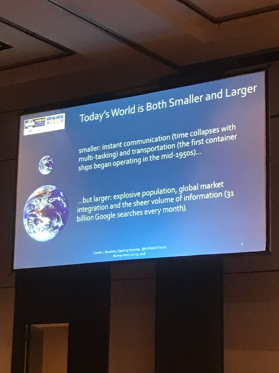 The world is both smaller due to #communication but larger because of #growingpopulation #IFAMA2018