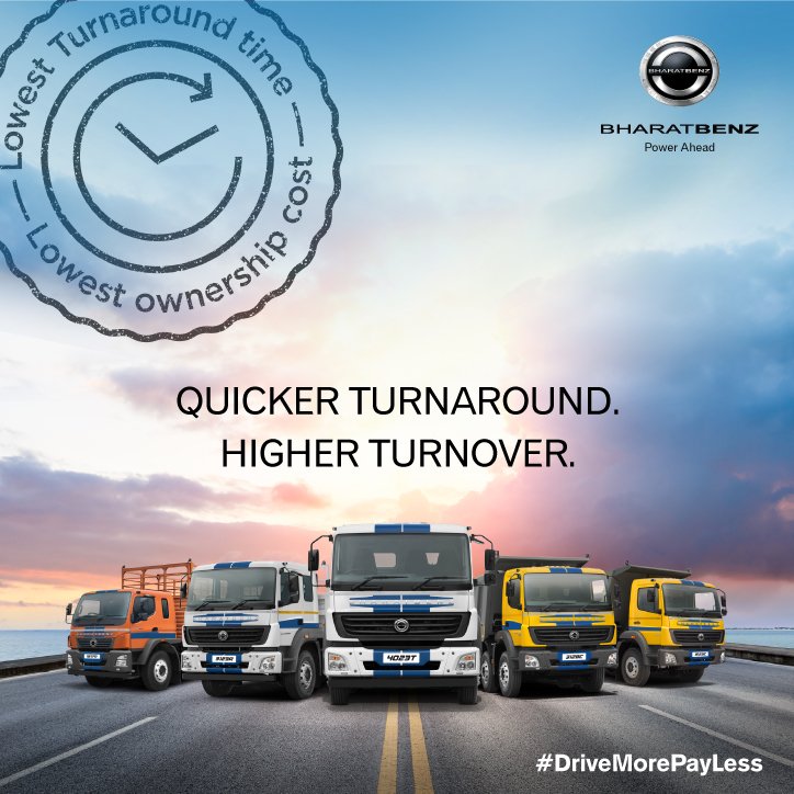 BharatBenz1's tweet photo. A little more on the right investment will take you a long way.
#BharatBenz trucks are engineered to provide a good turnaround time consistently resulting in great profit margins.
This ensures that you #DriveMorePayLess & have the #LowestCostOfOwnership.
https://t.co/xH2JlmVp9g https://t.co/IMfW5VnKqT