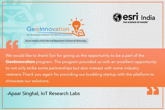 Here’s what Apaar Singhal, IoT Research Labs had to say about GeoInnovation 2017. <a href="/iotrlabs/">SafetyConnect</a>
Register today: goo.gl/WuRdM4  
#Geoinnovation #Challenge #Startups #GIS #ContestAlert #IndiaStartup #B2B #B2G