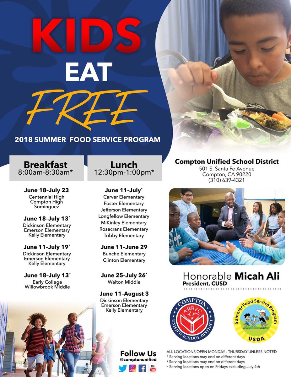 mrmicahali's tweet photo. We are committed 2 supporting #Compton @ComptonUnified youth all year long, including ensuring that no child ever has 2 goes hungry. Thank you @USDA for investing in this important effort. https://t.co/Y5BFPUtiPg