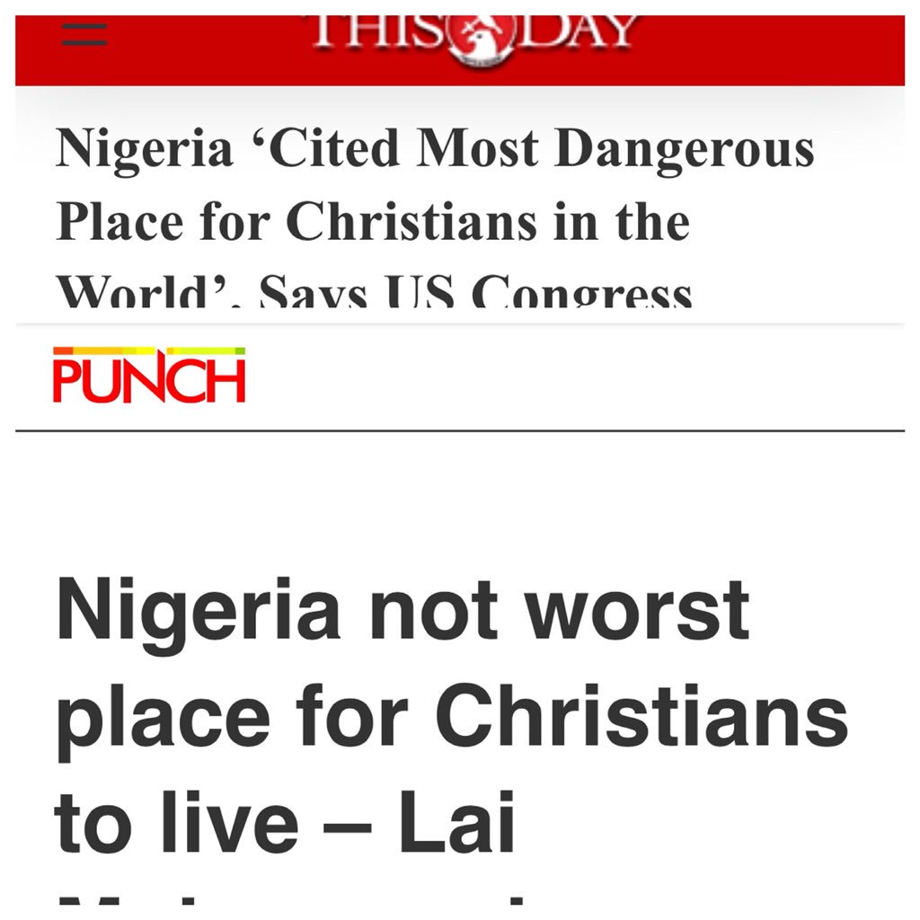 renoomokri's tweet photo. On February 24, 2017, the US Congress named Nigeria under Buhari as the most dangerous place on earth to be a Christian. 2 days after it was reported Lai Mohammed condemned the report and said the US Congress lied. If you believe the US Congress, RETWEET. If you believe Lai SHARE https://t.co/JPBiSnVN2l